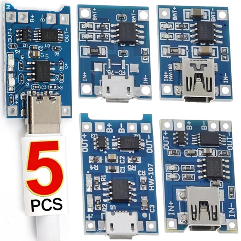 Li Ion Charger Module - 5V 3A Micro/Type-C/Mini 18650 TP4056 Lithium-Akku-Lademodul