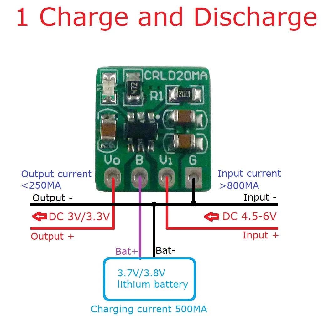 Li Ion Charger Module - 5X CRLD20MA Mini 2-in-1 3,7V 3,8V