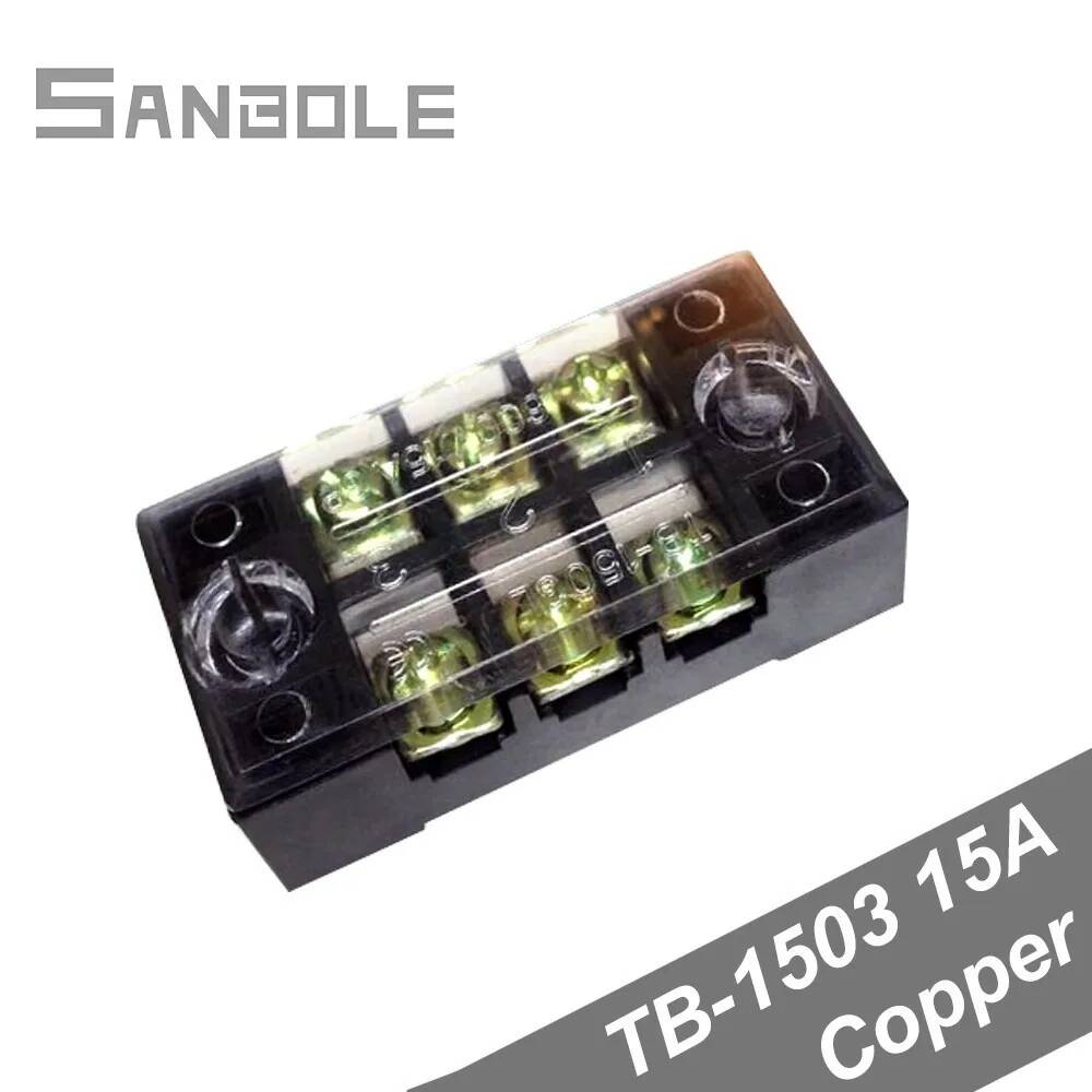Screw Terminal Block - 10 Stück zweireihige Kupfer-Schraubklemmenleiste TB-1503, 15