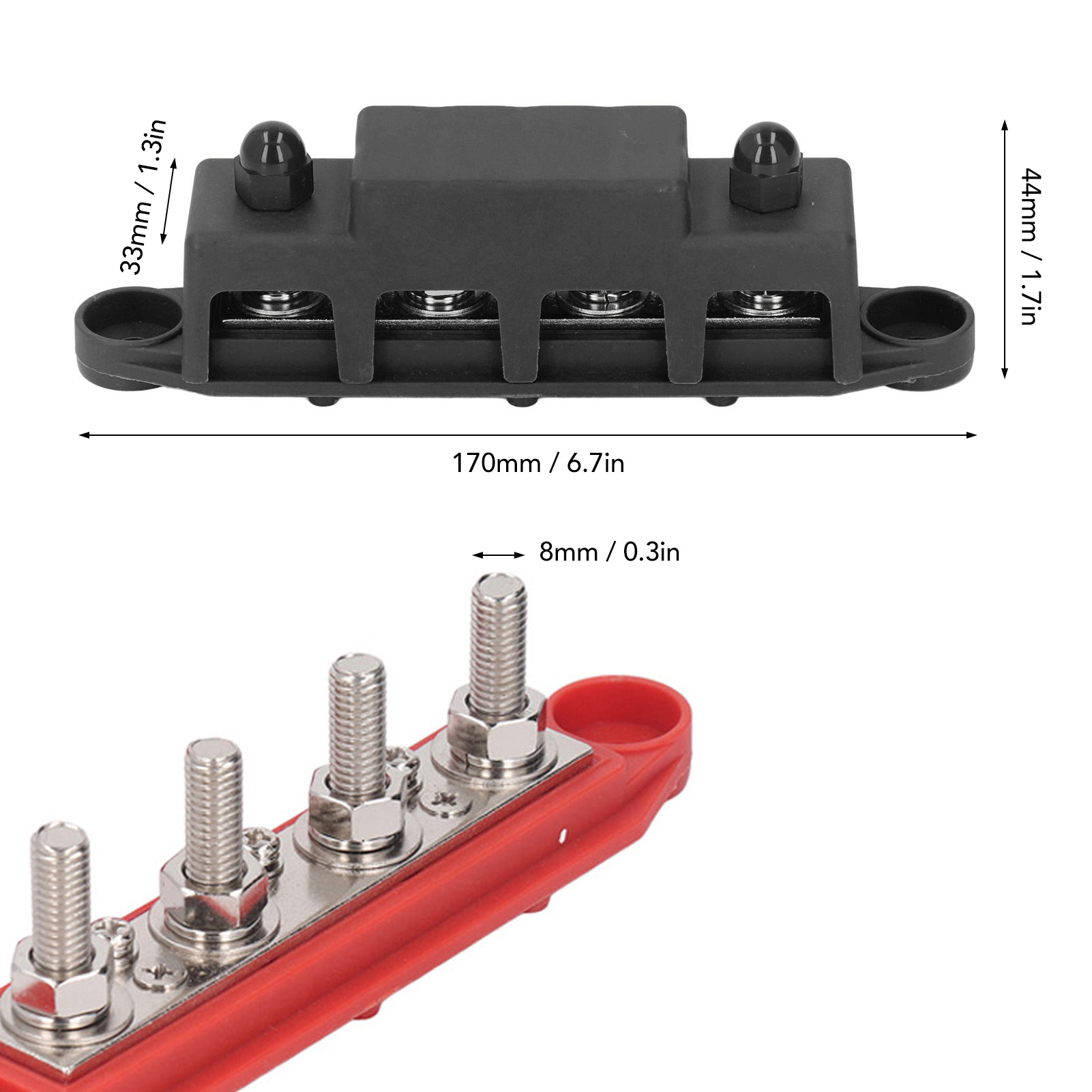 Screw Terminal Block - Stromverteilerblock M8 Schraubanschluss 4-polige Busbar 48V