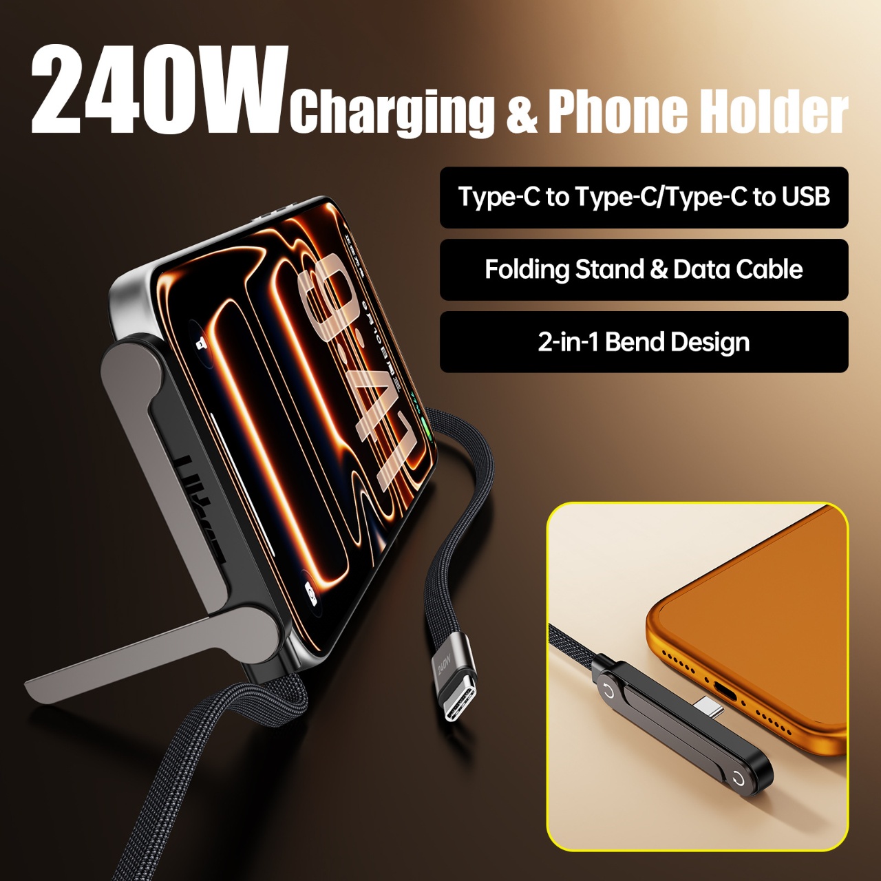 240W PD-Schnellladekabel Typ C – Usb C Cable Bewertung und Preis